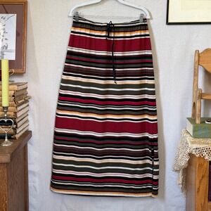 Multicolor Striped Maxi Skirt Boho Vintage 90s Large Indie Grunge Funky